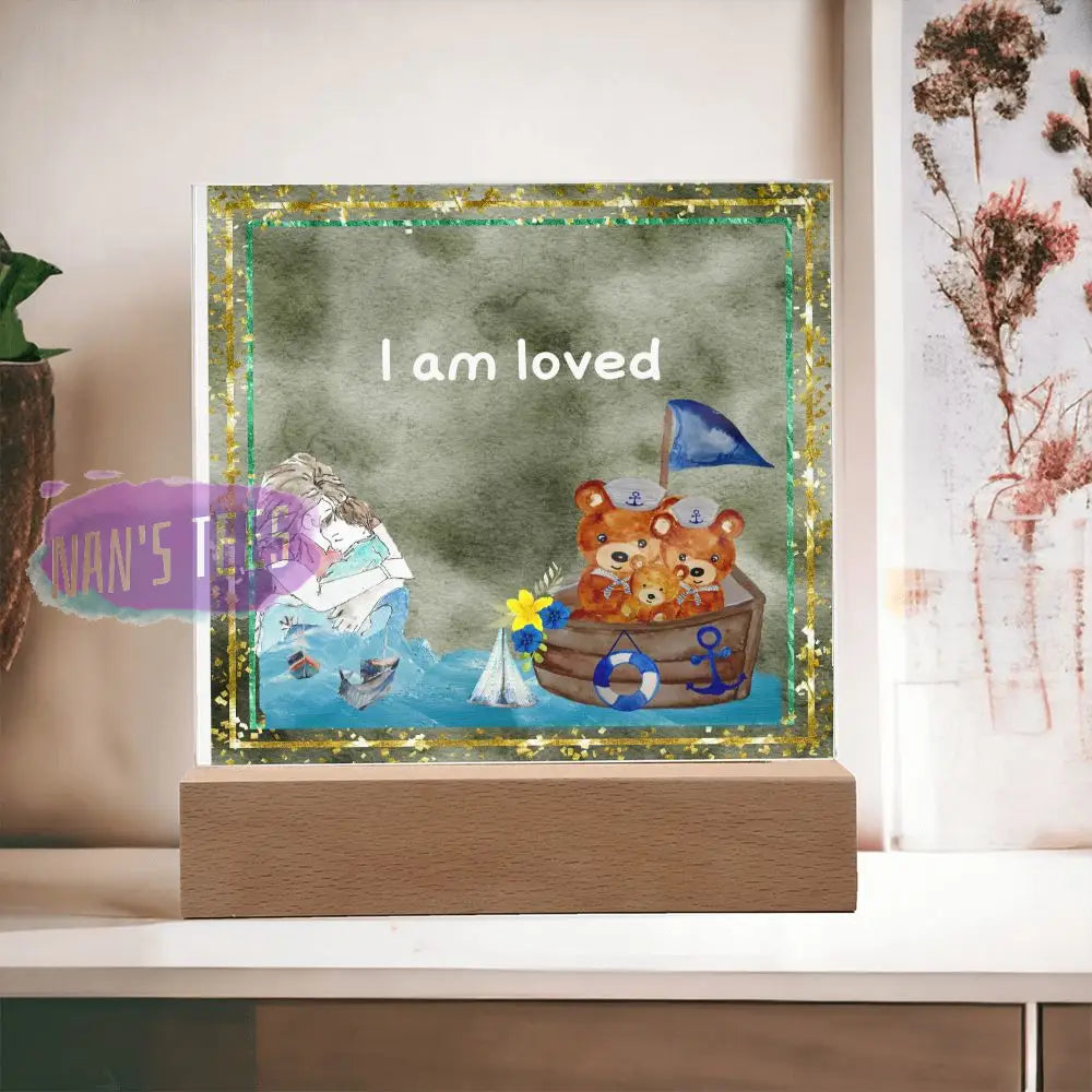 Positive Affirmations And Mindfulness | I Am Loved Acrylic Plaque Wooden Base Jewelry
