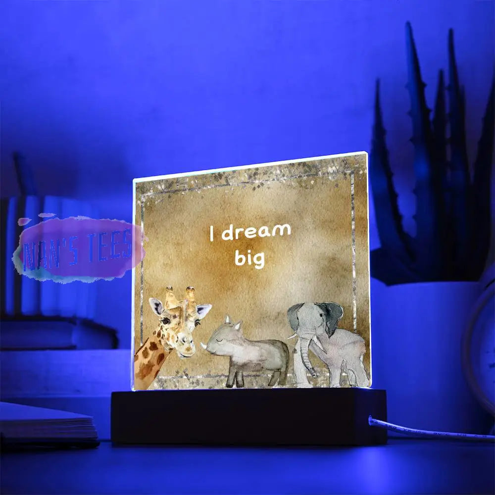 Positive Affirmations And Mindfulness | I Dream Big Acrylic Plaque Square With Led Base Jewelry