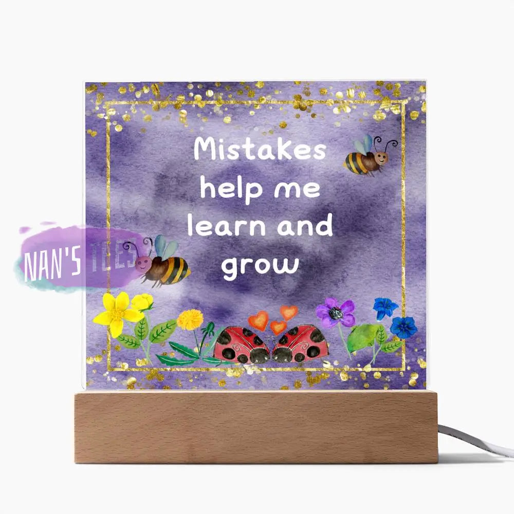 Positive Affirmations And Mindfulness | Mistakes Help Me Learn Grow Acrylic Plaque Jewelry