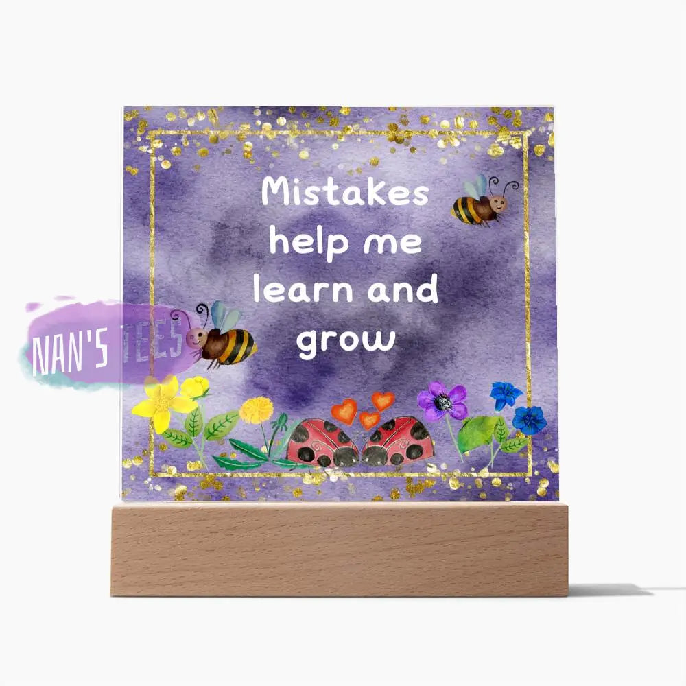 Positive Affirmations And Mindfulness | Mistakes Help Me Learn Grow Acrylic Plaque Jewelry