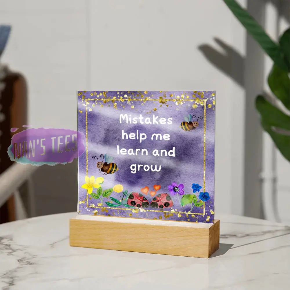 Positive Affirmations And Mindfulness | Mistakes Help Me Learn Grow Acrylic Plaque Jewelry
