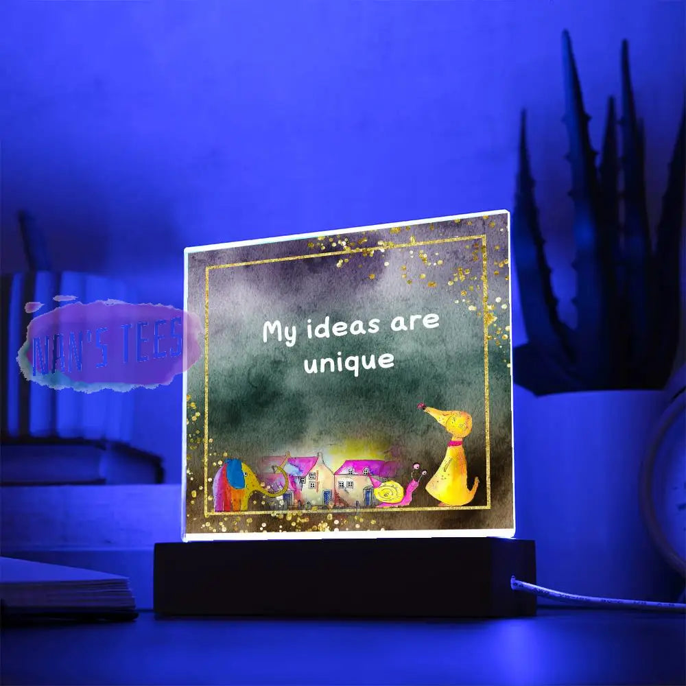 Positive Affirmations And Mindfulness | My Ideas Are Unique Acrylic Plaque Square With Led Base