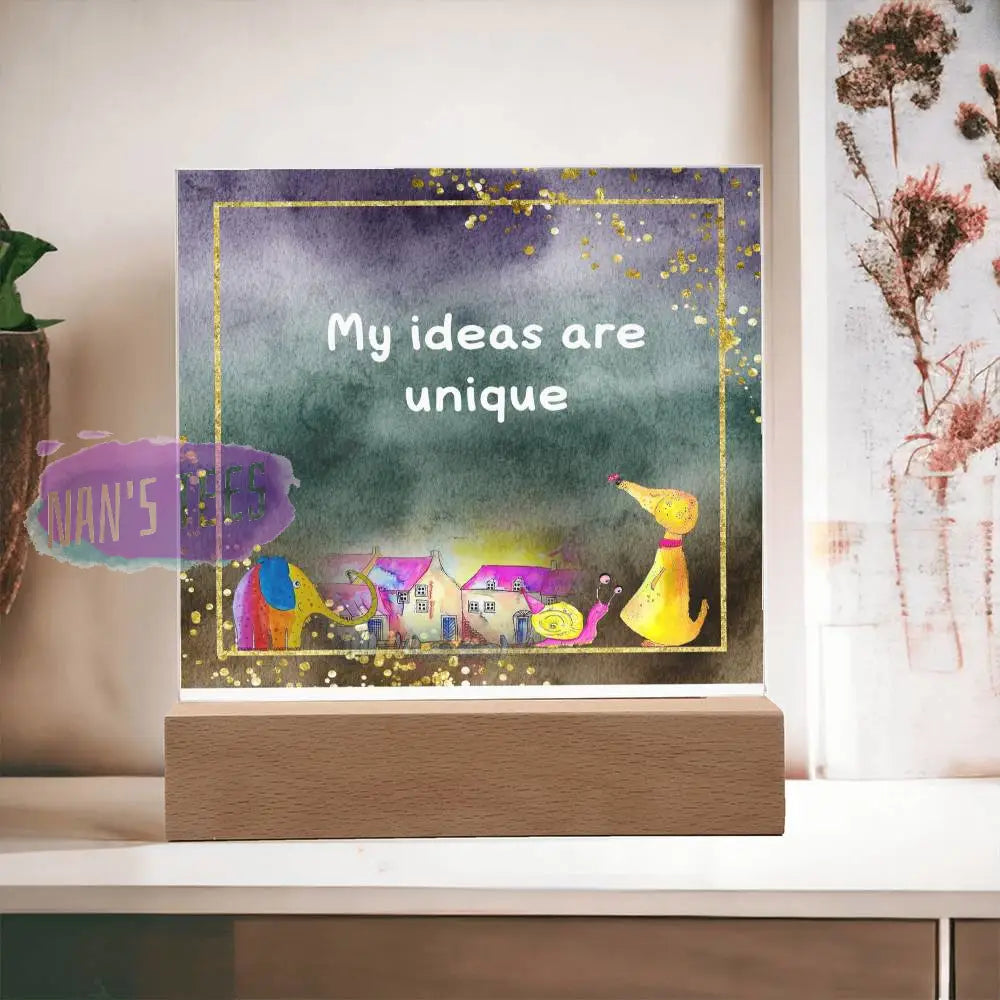 Positive Affirmations And Mindfulness | My Ideas Are Unique Acrylic Plaque Wooden Base Jewelry