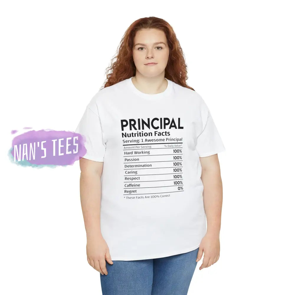 Principal Nutrition Facts Short Sleeve Unisex Heavy Cotton Graphic Tee T-Shirt