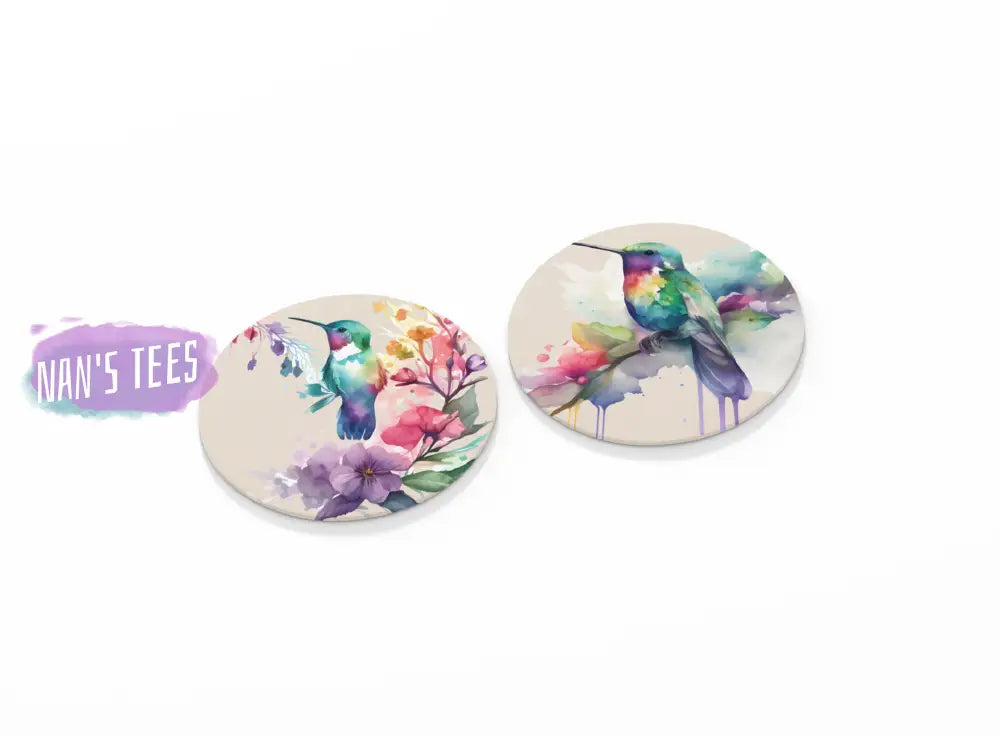Rainbow Hummingbirds Ceramic Coasters | Great Gifts For Hostess Birthday Holidays Anniversary Set Of