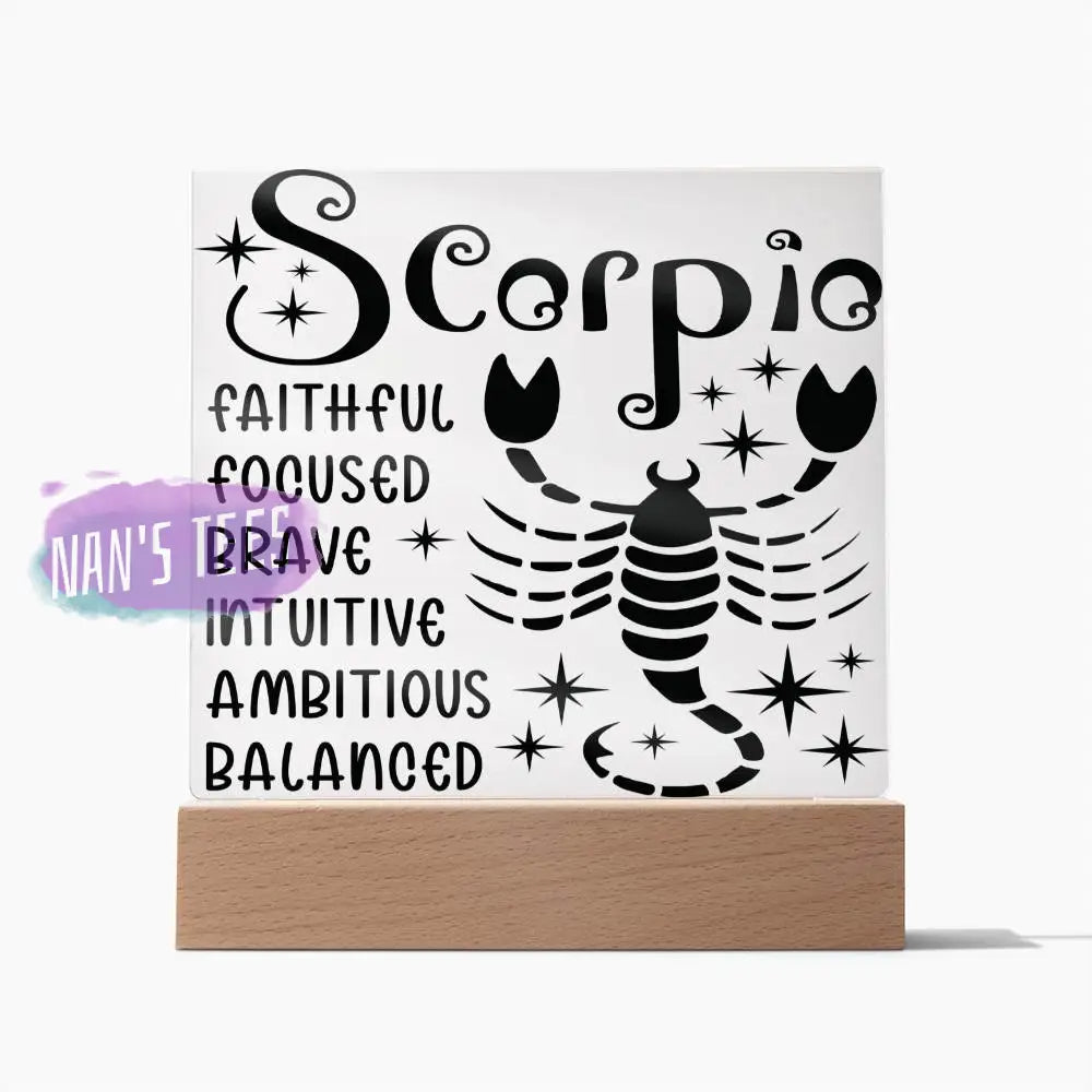 Scorpio Zodiac Sign Positive Traits | Acrylic Square Plaque Jewelry