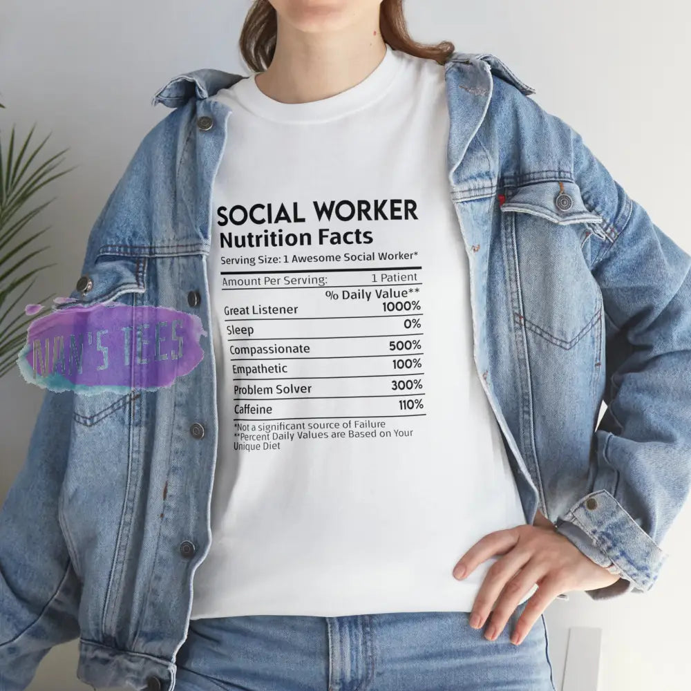 Social Worker Nutrition Facts Short Sleeve Unisex Heavy Cotton Graphic Tee T-Shirt