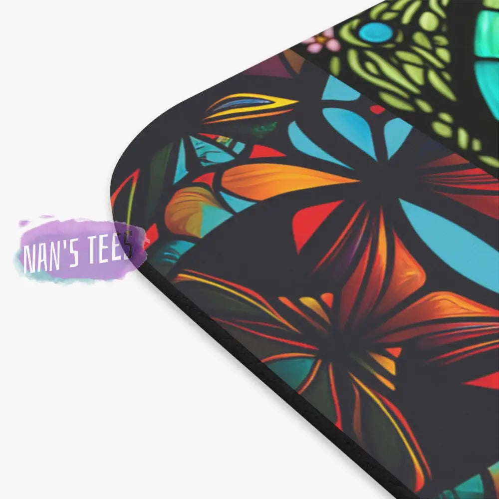 Stained Glass Cat Novelty Mouse Pad | Non-Slip Rubber Base Computers Laptop Office Home Decor