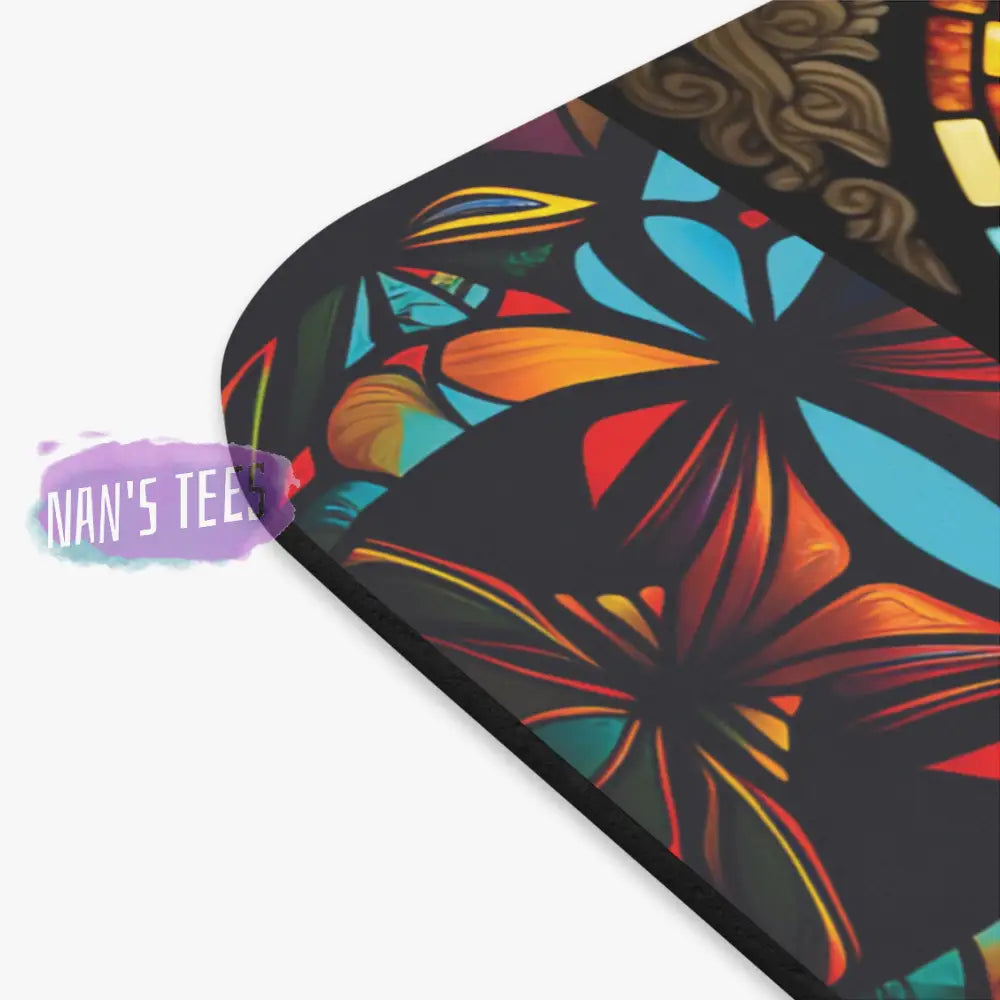 Stained Glass Cat Novelty Mouse Pad | Non-Slip Rubber Base Computers Laptop Office Home Decor