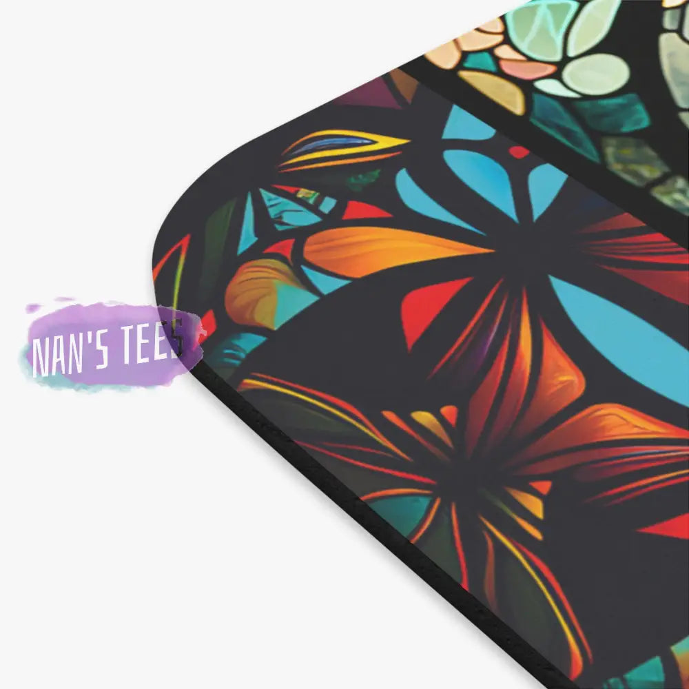Stained Glass Cat Novelty Mouse Pad | Non-Slip Rubber Base Computers Laptop Office Home Decor