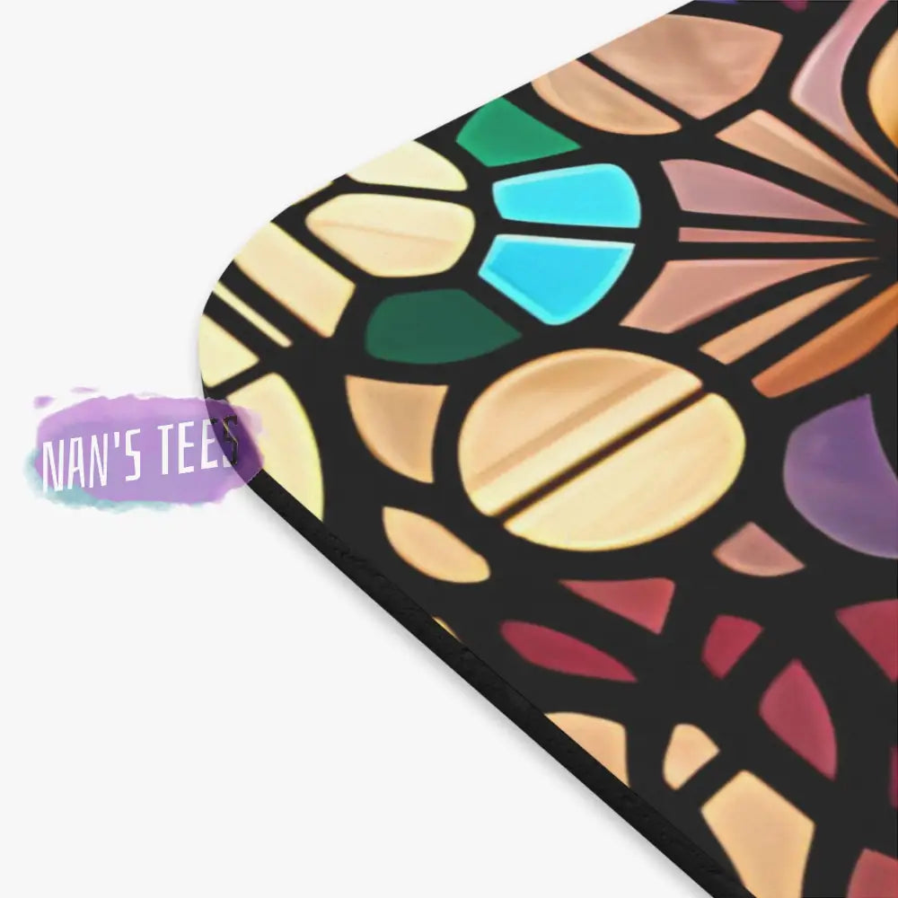 Stained Glass Flower Novelty Mouse Pad | Non-Slip Rubber Base Computers Laptop Office Home Decor