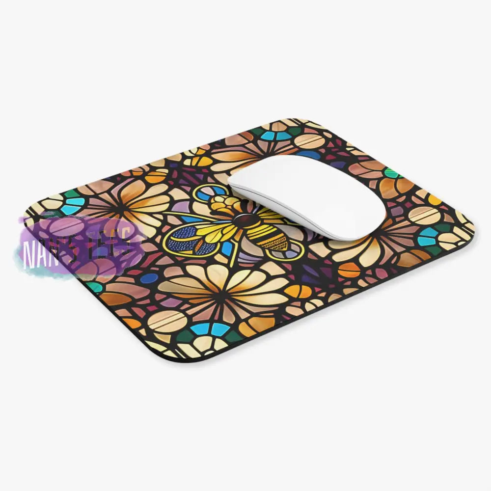 Stained Glass Flower Novelty Mouse Pad | Non-Slip Rubber Base Computers Laptop Office Home Decor