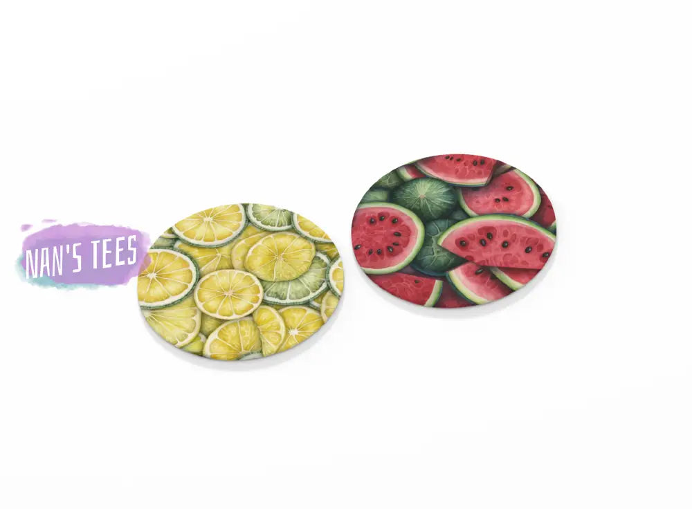 Summer Fruit Ceramic Coasters | Great Gifts For Hostess Birthday Holidays Anniversary Set Of 2