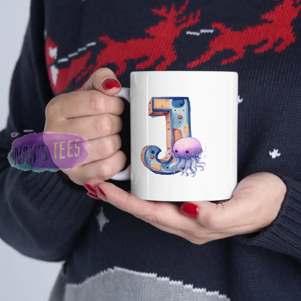 Super Cute Animal Alphabet Letter J | Ceramic Mug 11Oz