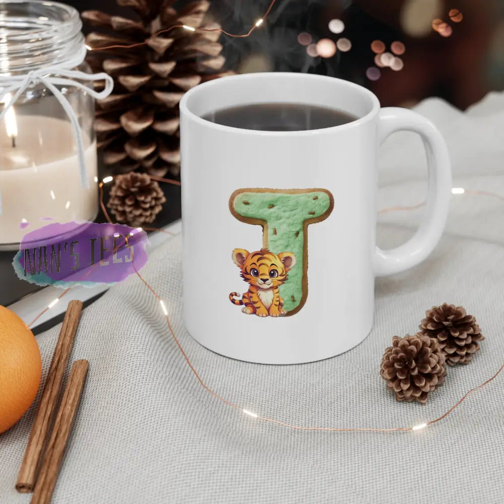 Super Cute Animal Alphabet Letter T | Ceramic Mug 11Oz