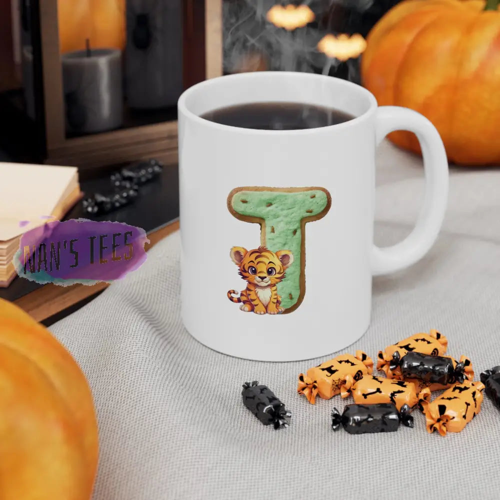 Super Cute Animal Alphabet Letter T | Ceramic Mug 11Oz