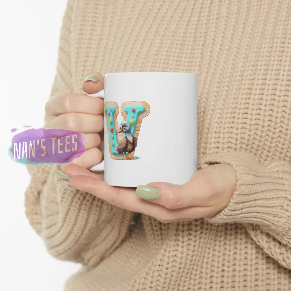 Super Cute Animal Alphabet Letter V | Ceramic Mug 11Oz