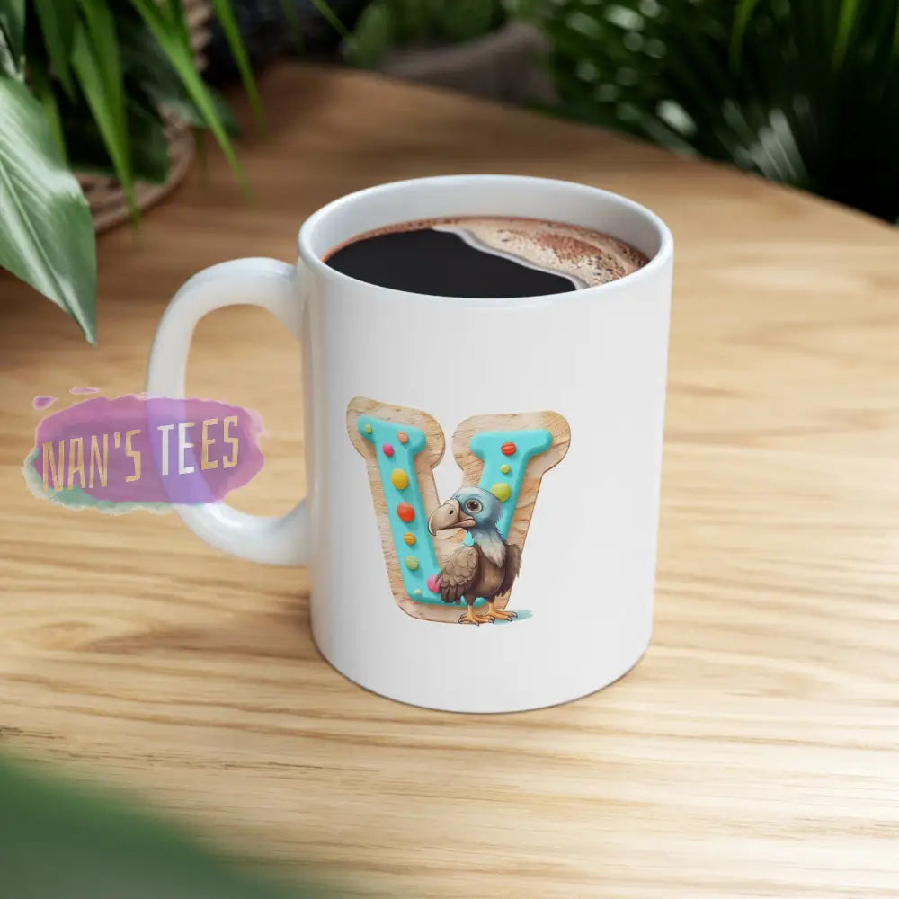 Super Cute Animal Alphabet Letter V | Ceramic Mug 11Oz