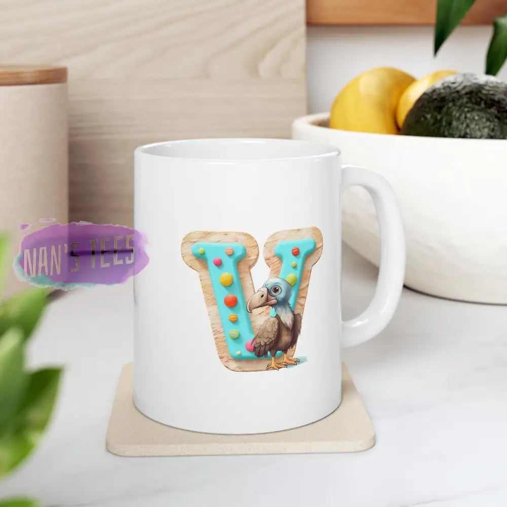 Super Cute Animal Alphabet Letter V | Ceramic Mug 11Oz