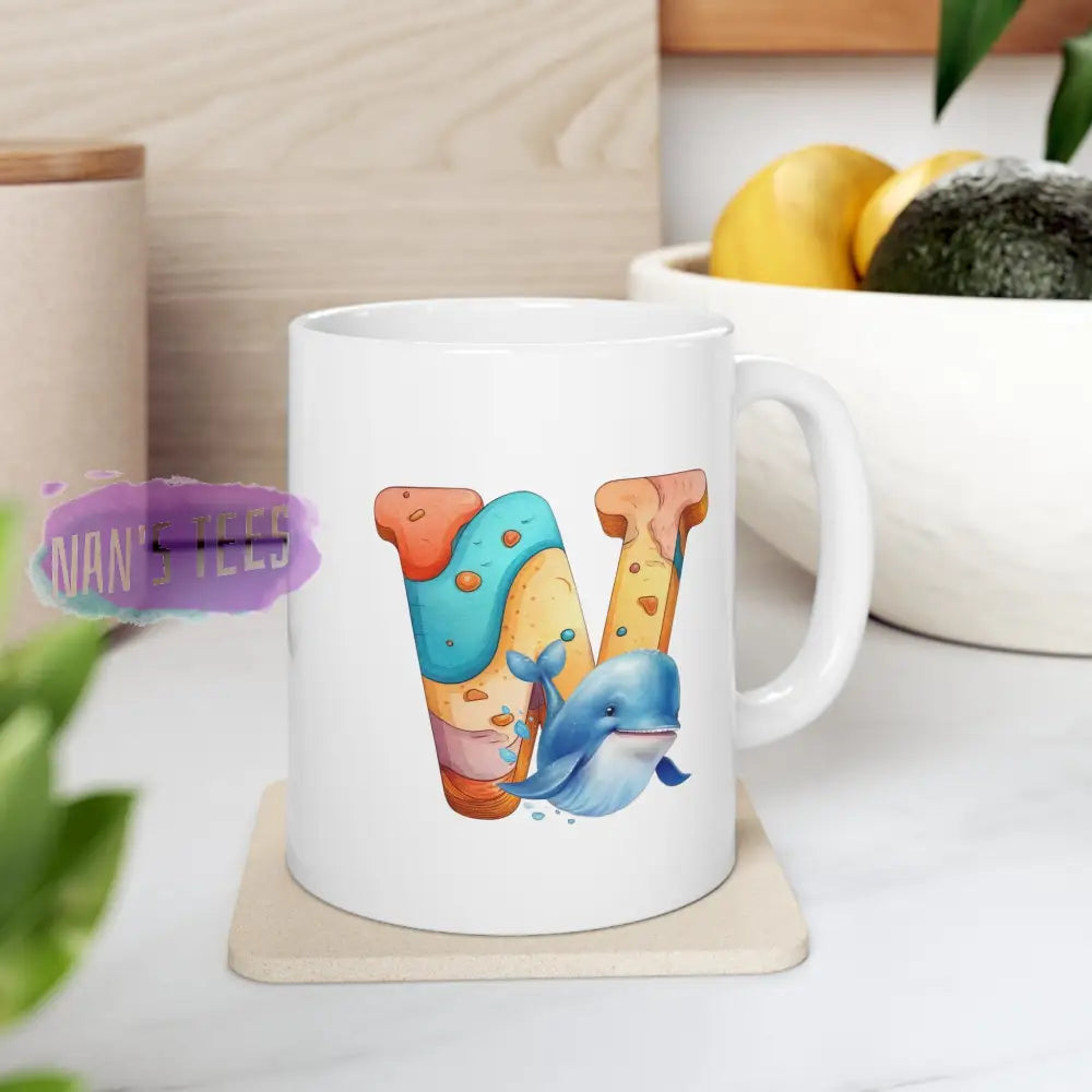 Super Cute Animal Alphabet Letter W | Ceramic Mug 11Oz