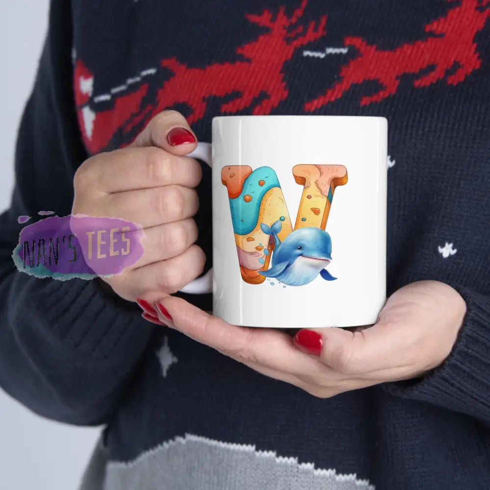 Super Cute Animal Alphabet Letter W | Ceramic Mug 11Oz