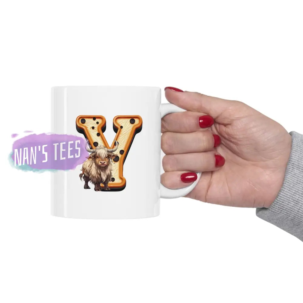 Super Cute Animal Alphabet Letter Y | Ceramic Mug 11Oz