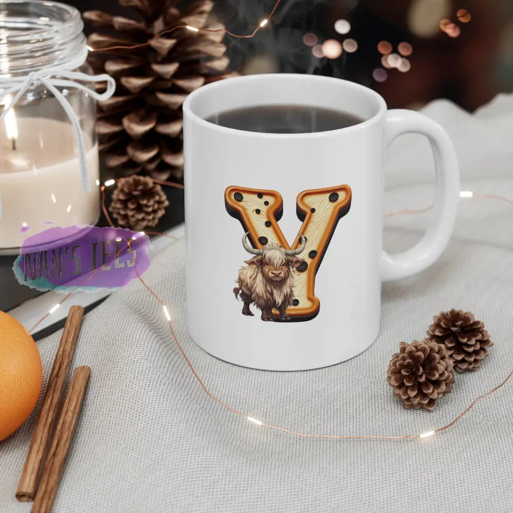 Super Cute Animal Alphabet Letter Y | Ceramic Mug 11Oz