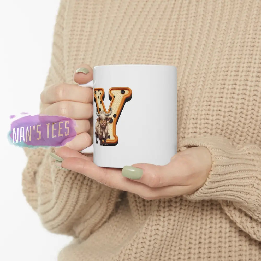 Super Cute Animal Alphabet Letter Y | Ceramic Mug 11Oz
