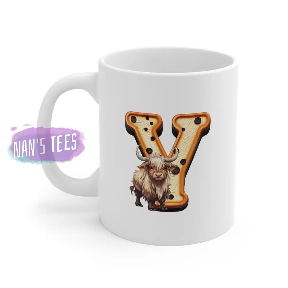 Super Cute Animal Alphabet Letter Y | Ceramic Mug 11Oz