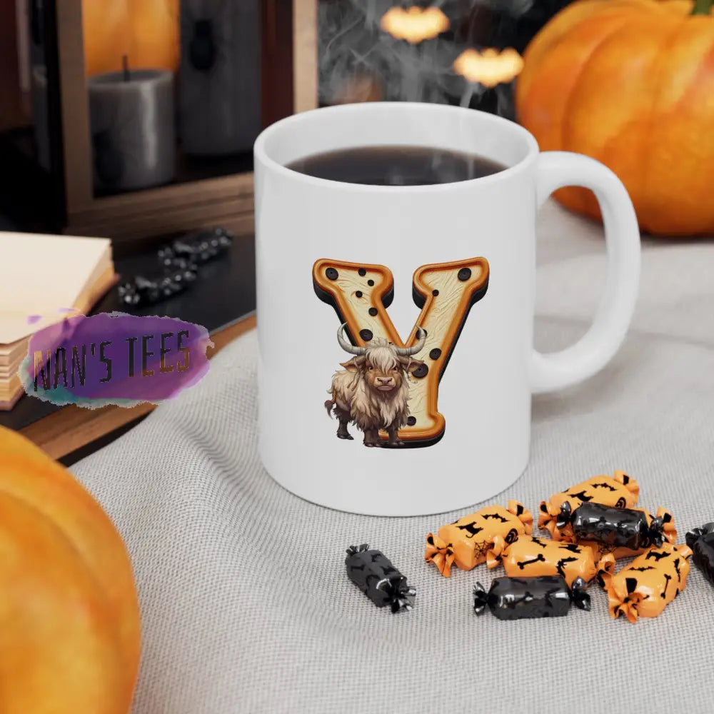 Super Cute Animal Alphabet Letter Y | Ceramic Mug 11Oz