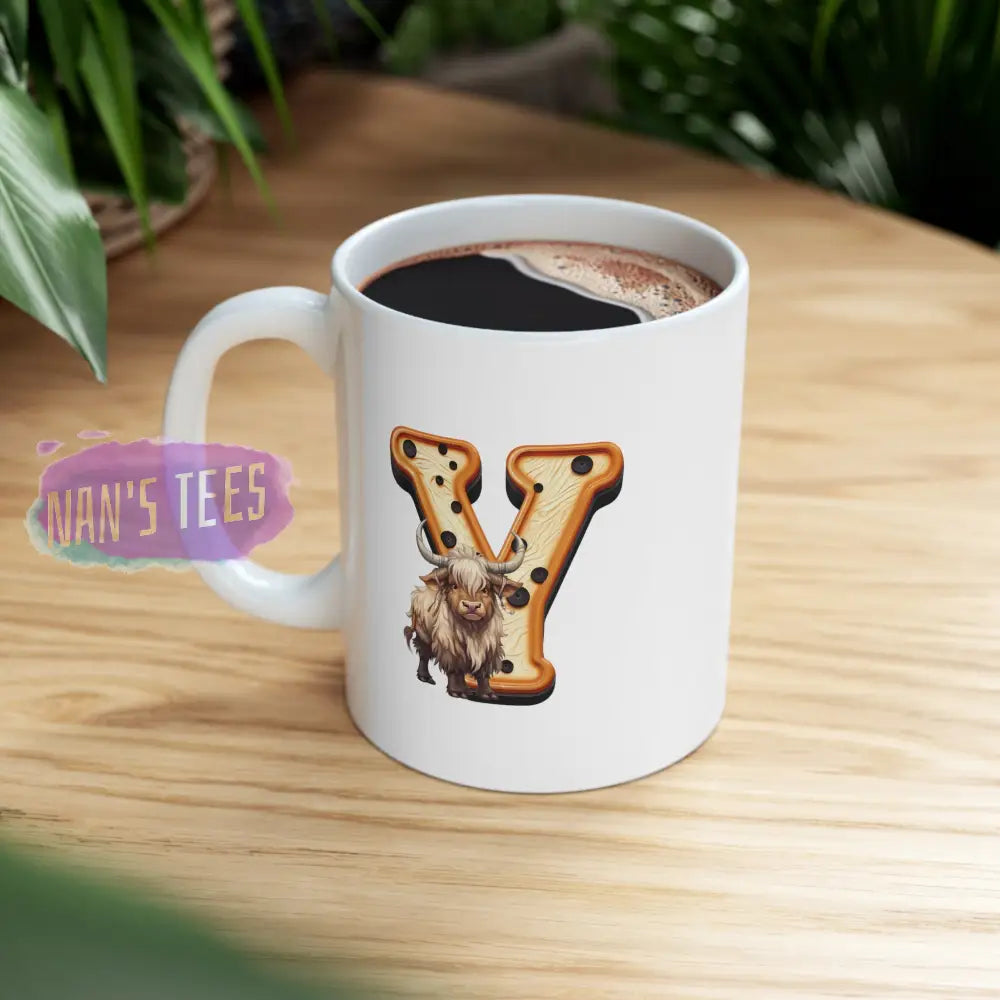 Super Cute Animal Alphabet Letter Y | Ceramic Mug 11Oz