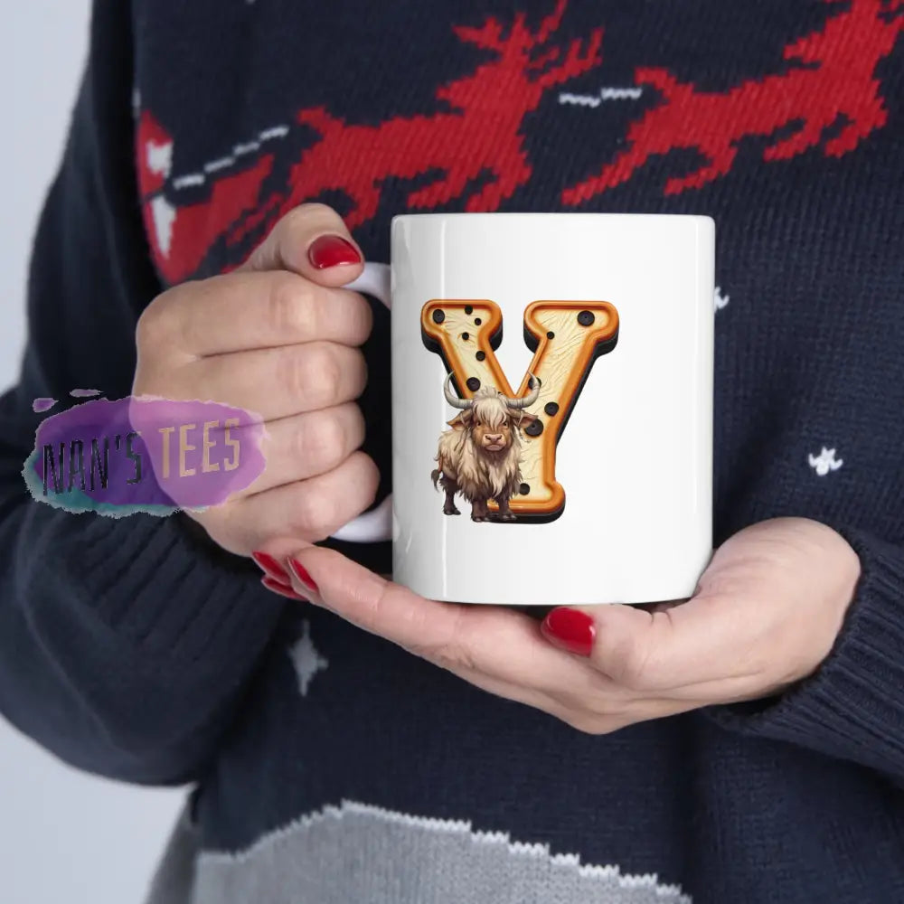 Super Cute Animal Alphabet Letter Y | Ceramic Mug 11Oz
