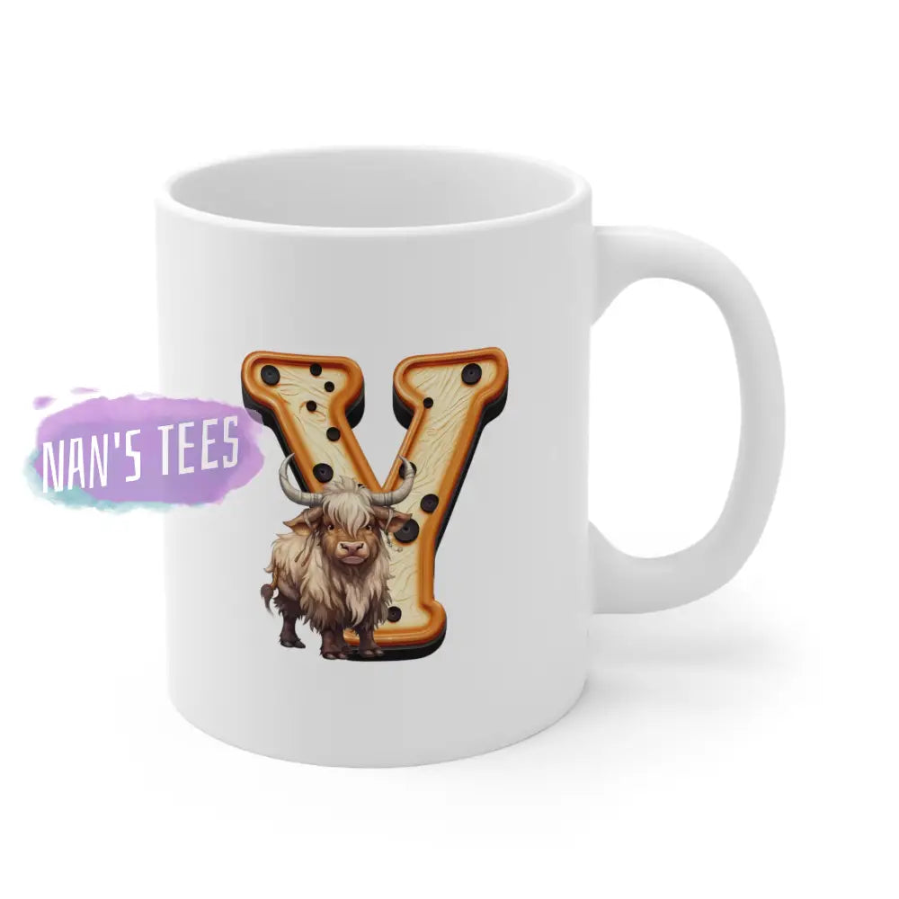 Super Cute Animal Alphabet Letter Y | Ceramic Mug 11Oz