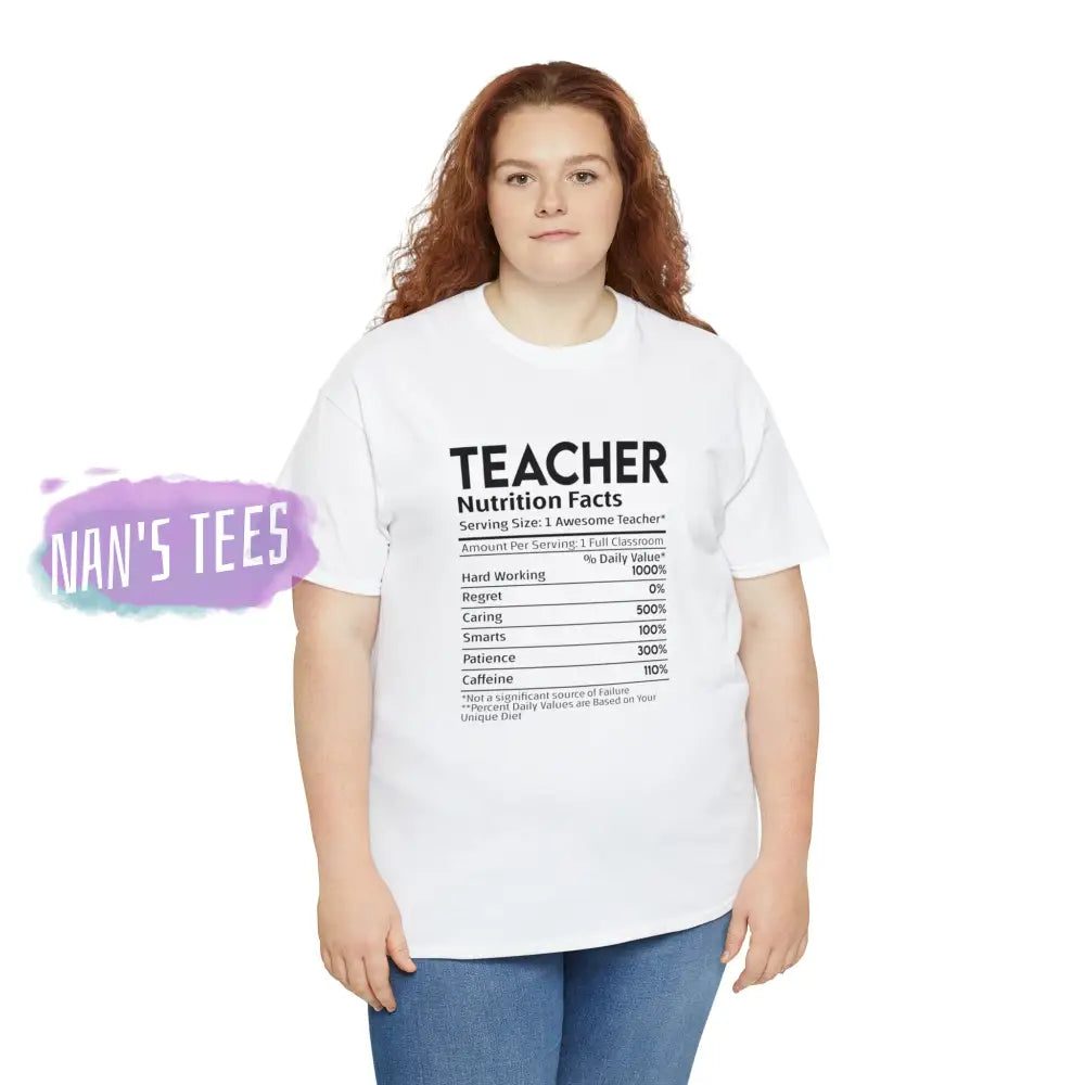 Teacher Nutrition Facts Short Sleeve Unisex Heavy Cotton Graphic Tee T-Shirt