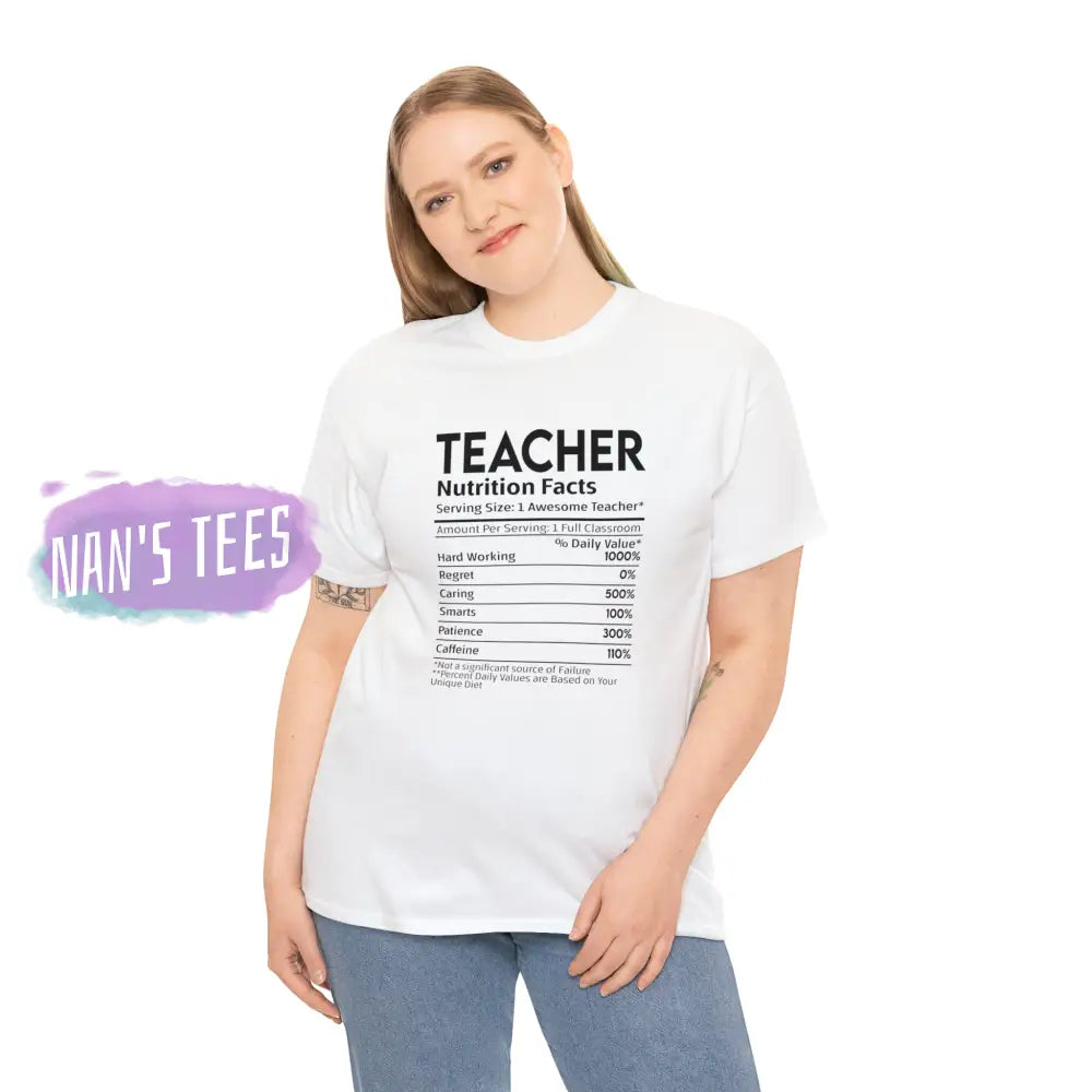 Teacher Nutrition Facts Short Sleeve Unisex Heavy Cotton Graphic Tee T-Shirt
