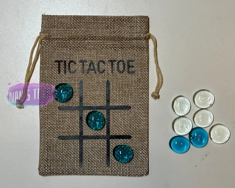 Tic Tac Toe Mini Game Bag | Drawstring Travel Gift For Boys And Girls Boardgame
