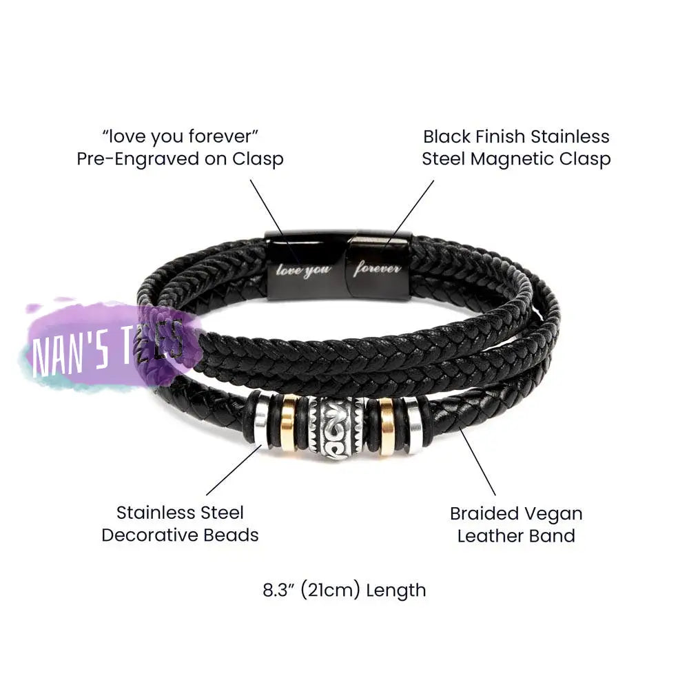 To My Amazing Dad | Engraved Love You Forever Braided Vegan Leather Bracelet Jewelry