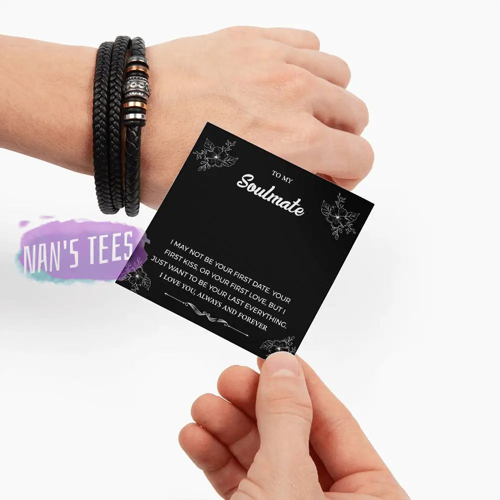 To My Soulmate | Engraved Love You Forever Braided Vegan Leather Bracelet Jewelry