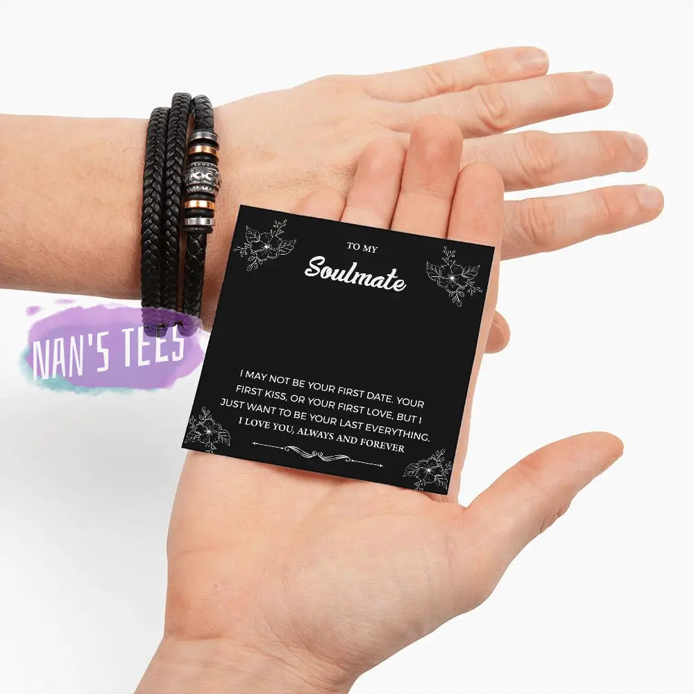 To My Soulmate | Engraved Love You Forever Braided Vegan Leather Bracelet Jewelry