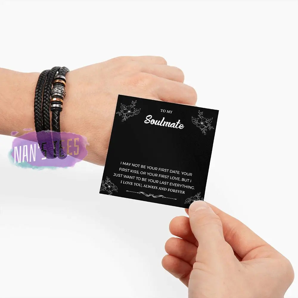 To My Soulmate | Engraved Love You Forever Braided Vegan Leather Bracelet Jewelry