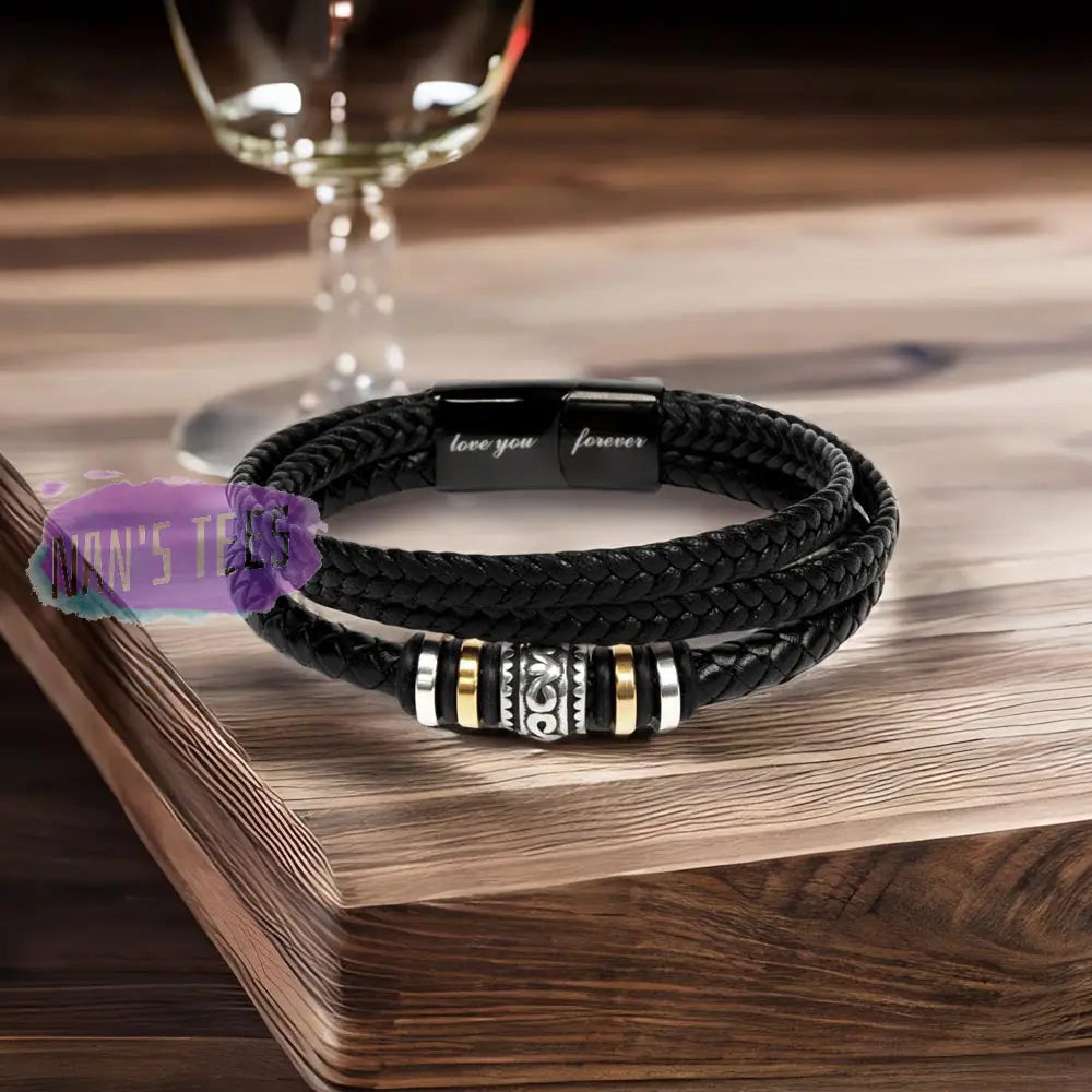 To My Soulmate | Engraved Love You Forever Braided Vegan Leather Bracelet Two Tone Box Jewelry