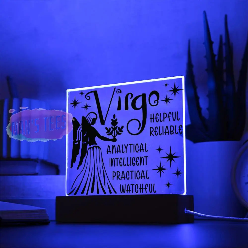 Virgo Zodiac Sign Positive Traits | Acrylic Square Plaque With Led Base Jewelry