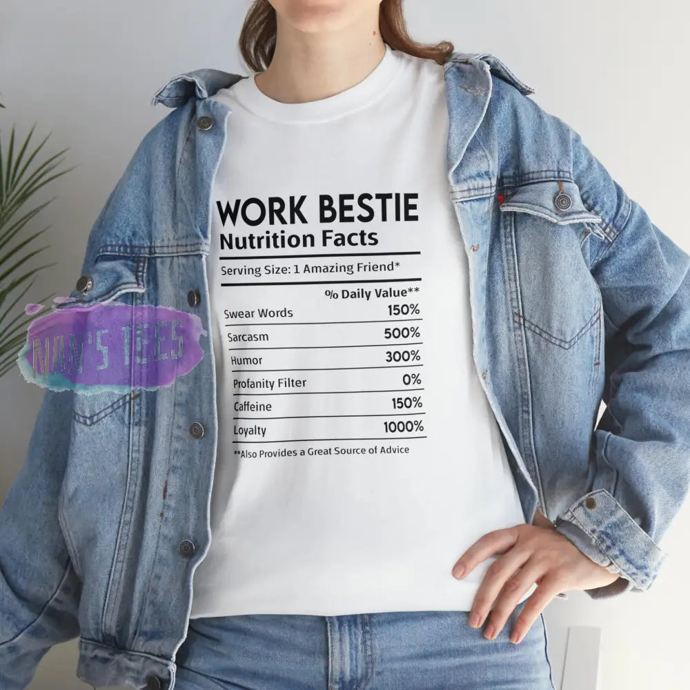 Work Bestie Nutrition Facts Short Sleeve Unisex Heavy Cotton Graphic Tee T-Shirt