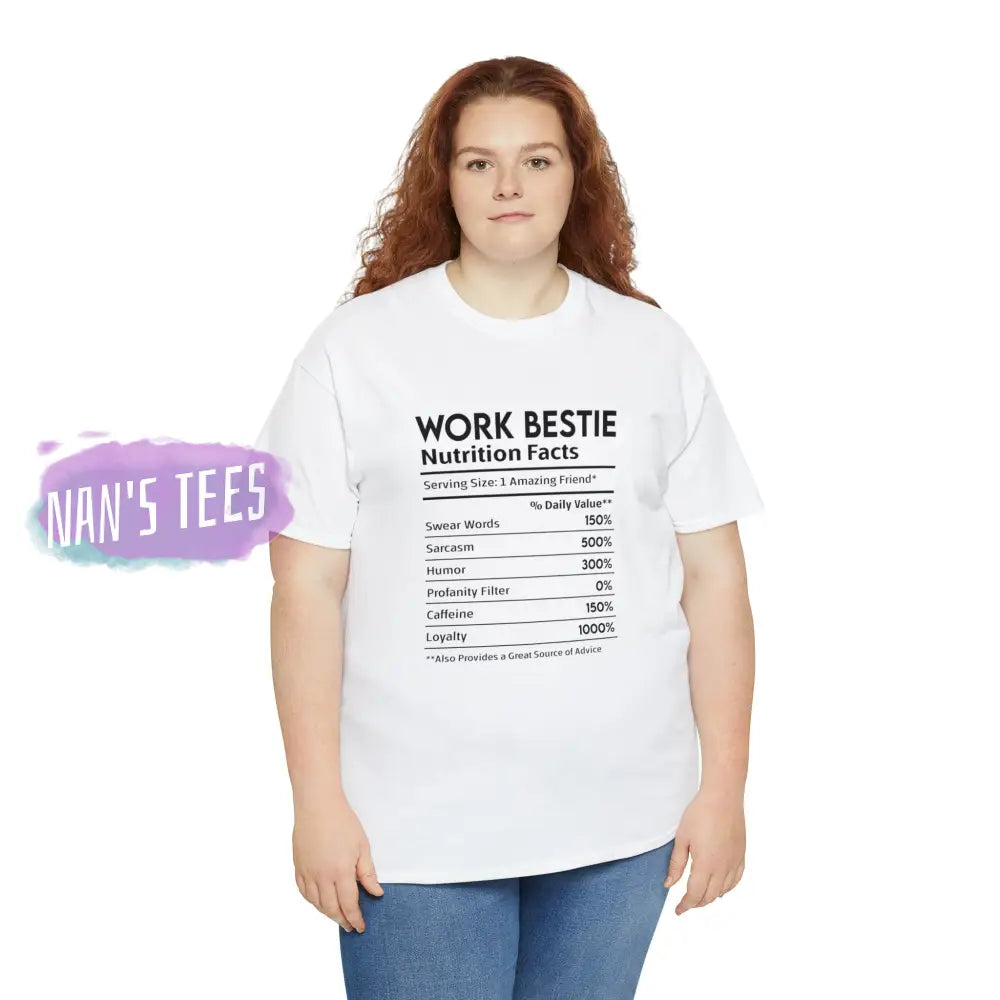 Work Bestie Nutrition Facts Short Sleeve Unisex Heavy Cotton Graphic Tee T-Shirt