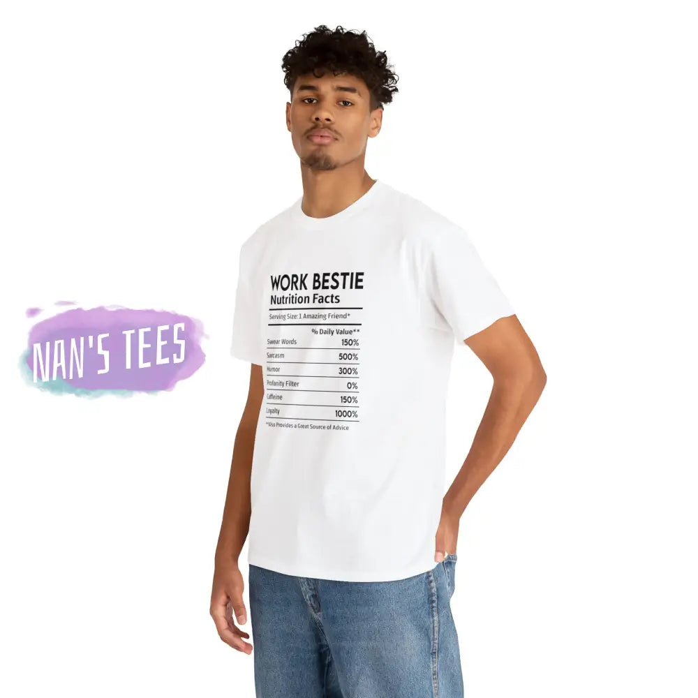 Work Bestie Nutrition Facts Short Sleeve Unisex Heavy Cotton Graphic Tee T-Shirt