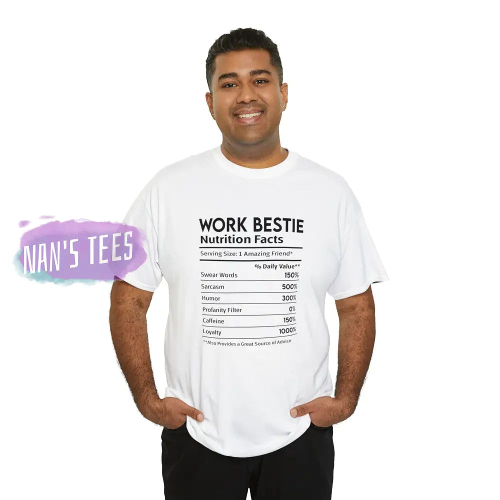 Work Bestie Nutrition Facts Short Sleeve Unisex Heavy Cotton Graphic Tee T-Shirt