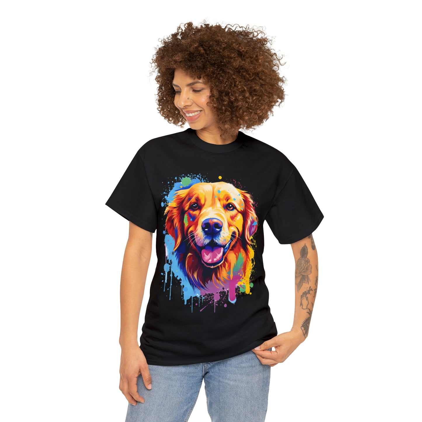 Golden Retriever Rainbow Splash Short Sleeve Graphic T-Shirt (S-3XL)