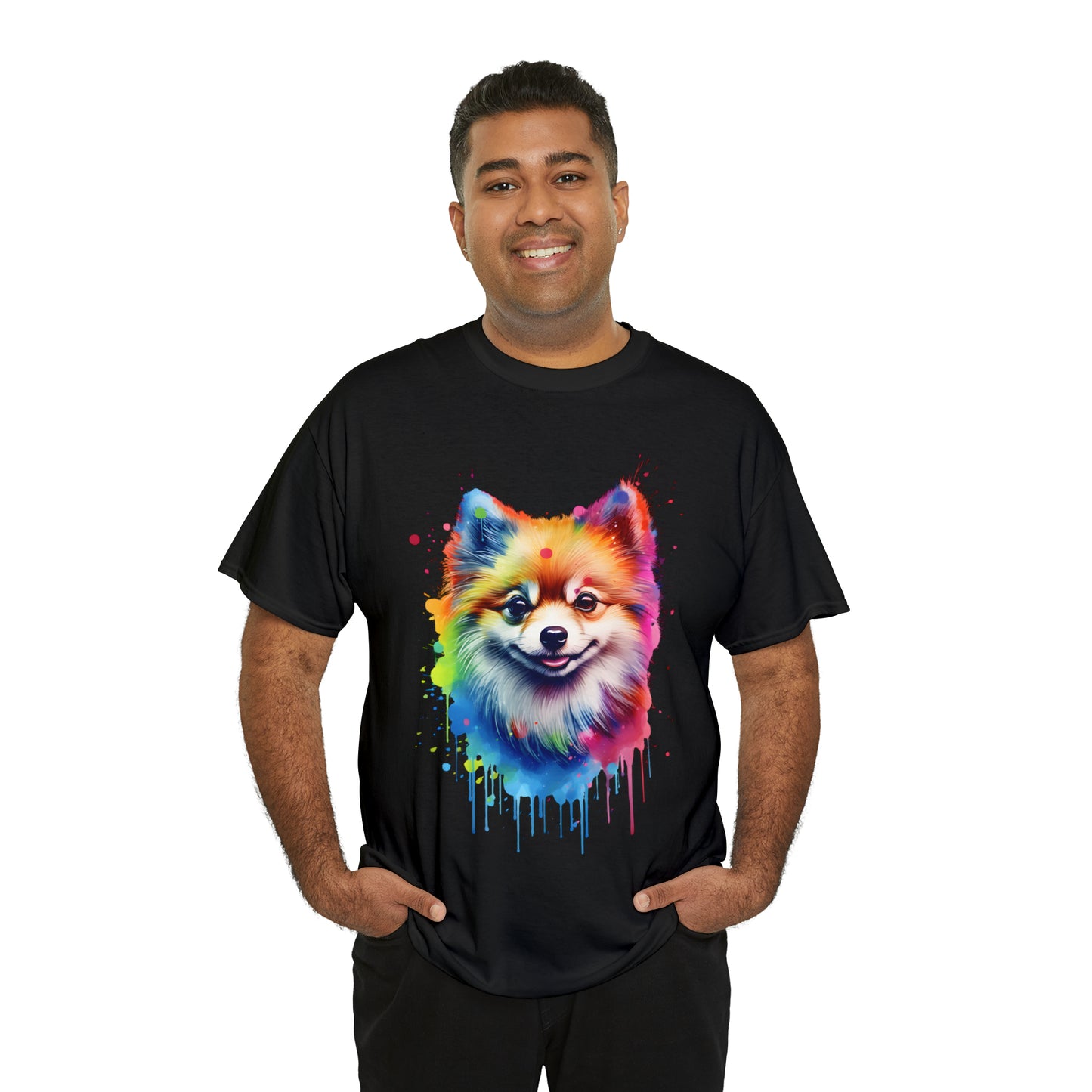 Pomeranian Rainbow Splash Short Sleeve Graphic T-Shirt (S-3XL)