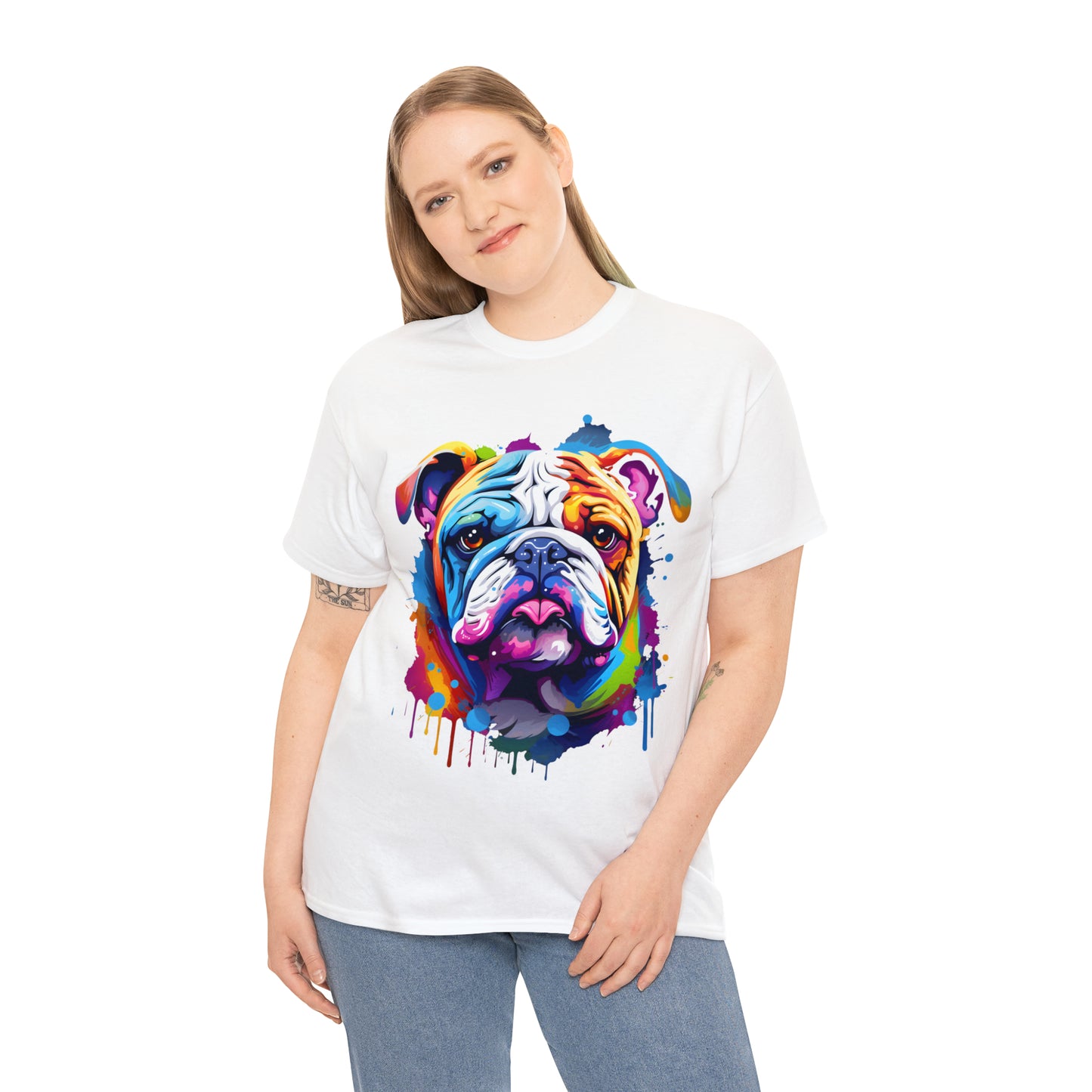 Bulldog Rainbow Splash Short Sleeve Graphic T-Shirt (S-3XL)