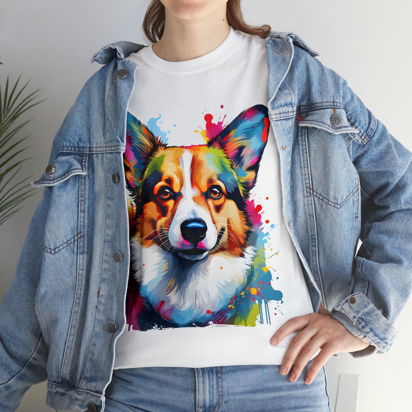 Corgi Rainbow Splash Short Sleeve Graphic T-Shirt (S-3XL)